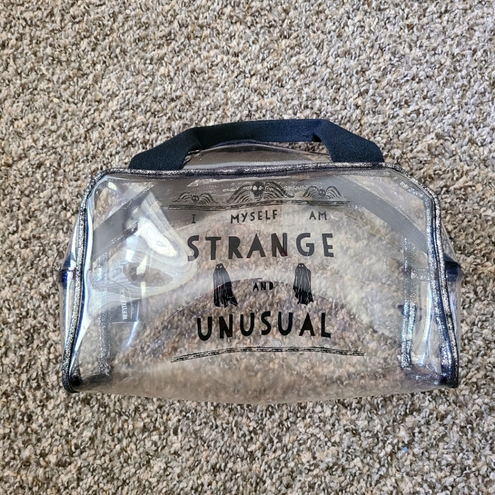 Beetlejuice "I am Strange and Unusual" clear makeup bag
